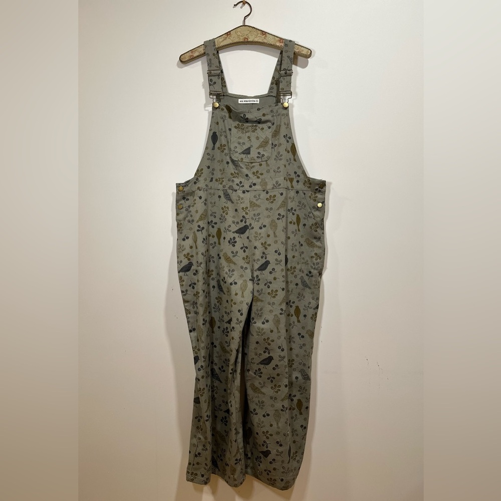 Women's Olive Floral Print Overalls Jumpsuit